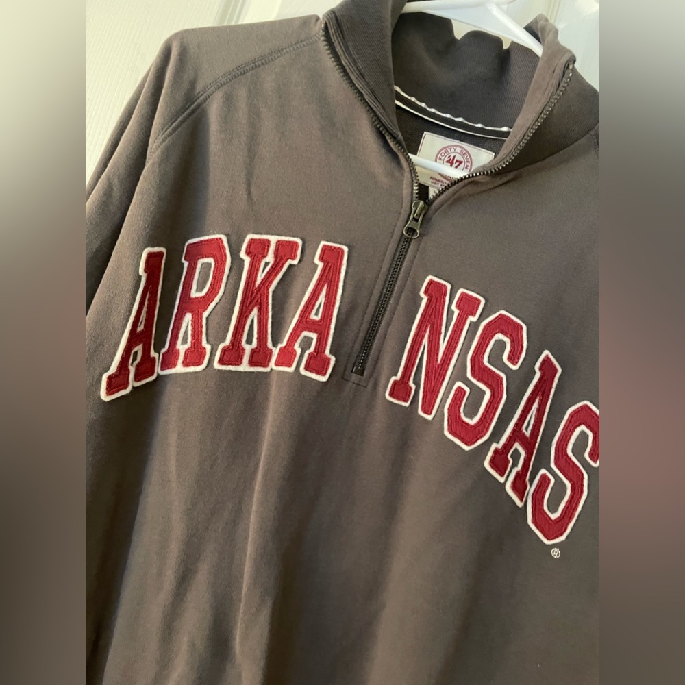 Arkansas Grey 1/3 Zip Sweatshirt Size Large - Picture 2 of 4